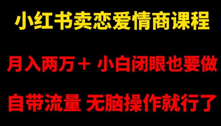 小红书卖恋爱情商课程，月入两万＋，小白闭眼也要做，自带流量，无脑操作就行了【揭秘】-大熊网创