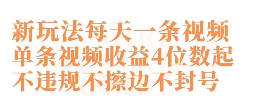 快手新玩法每天一条视频单条视频收益4位数起不违规不擦边不封号【揭秘】-大熊网创