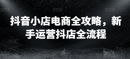 抖音小店电商全攻略，新手运营抖店全流程-大熊网创