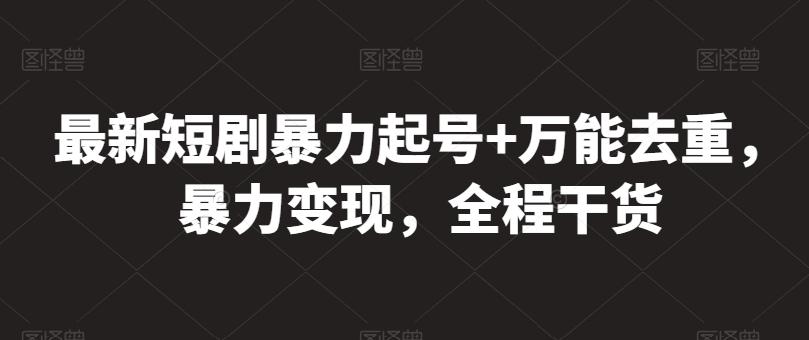 最新短剧暴力起号+万能去重，暴力变现，全程干货【揭秘】-大熊网创