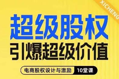 超级股权引爆超级价值，电商股权设计与激励10堂线上课-大熊网创