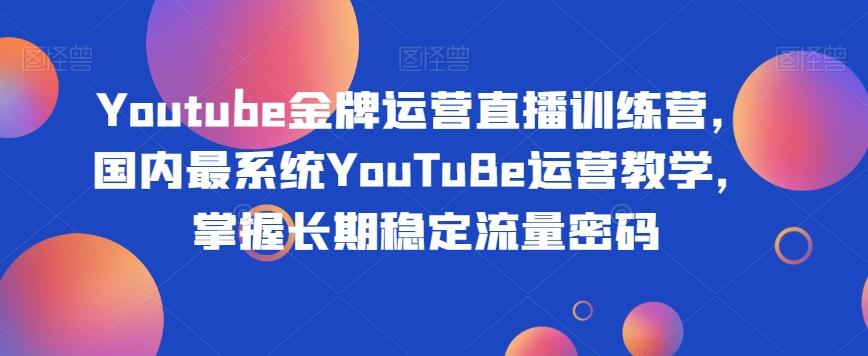 Youtube金牌运营直播训练营，国内最系统YouTuBe运营教学，掌握长期稳定流量密码-大熊网创