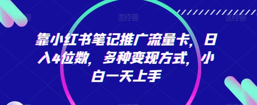 靠小红书笔记推广流量卡，日入4位数，多种变现方式，小白一天上手-大熊网创