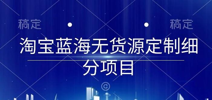淘宝蓝海无货源定制细分项目，从0到起店实操全流程【揭秘】-大熊网创