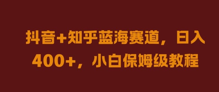 抖音+知乎蓝海赛道，日入几张，小白保姆级教程【揭秘】-大熊网创