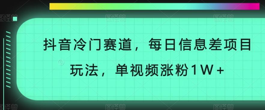 抖音冷门赛道，每日信息差项目玩法，单视频涨粉1W+-大熊网创