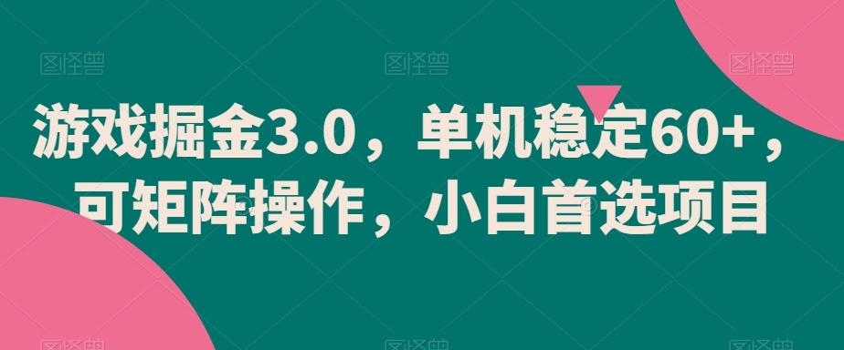 游戏掘金3.0，单机稳定60+，可矩阵操作，小白首选项目【揭秘】-大熊网创