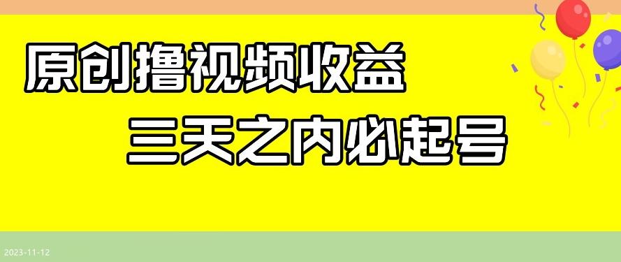 最新撸视频收益，三天之内必起号，一天保底100+【揭秘】-大熊网创