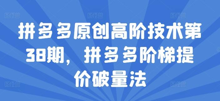 拼多多原创高阶技术第38期，拼多多阶梯提价破量法-大熊网创