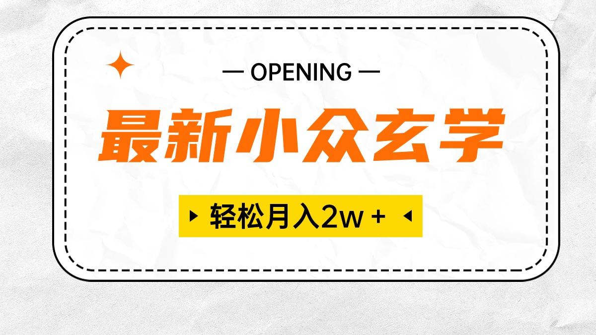 最新小众玄学项目，保底月入2W＋ 无门槛高利润，小白也能轻松掌握-大熊网创