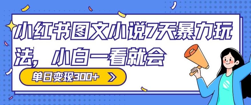 小红书图文小说7天暴力玩法，小白一看就会，单日变现300+-大熊网创