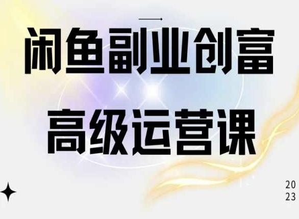 闲鱼电商运营高级课程，一部手机学会闲鱼开店赚钱-大熊网创