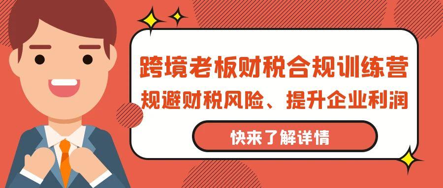 (9838期)跨境老板-财税合规训练营，规避财税风险、提升企业利润-大熊网创