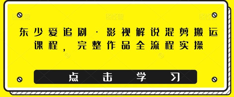 东少爱追剧·影视解说混剪搬运课程，完整作品全流程实操-大熊网创