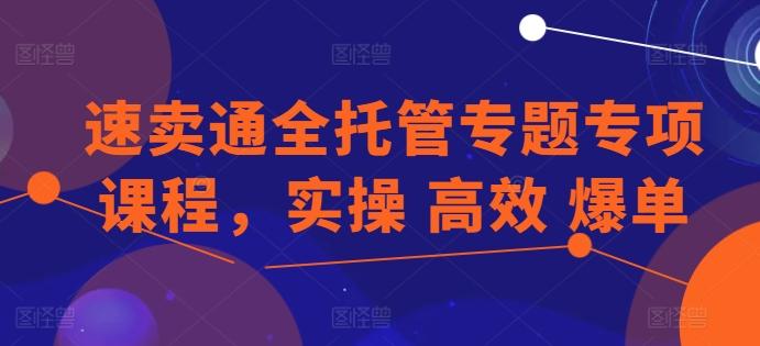速卖通全托管专题专项课程，实操 高效 爆单-大熊网创