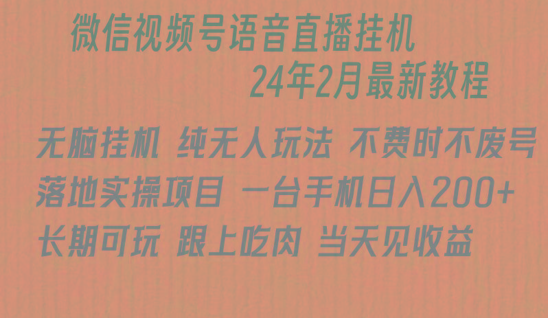 微信直播无脑挂机落地实操项目，单日躺赚收益200+-大熊网创