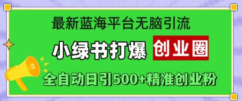 最新蓝海平台无脑引流，小绿书打爆创业圈，全自动日引500+精准创业粉-大熊网创