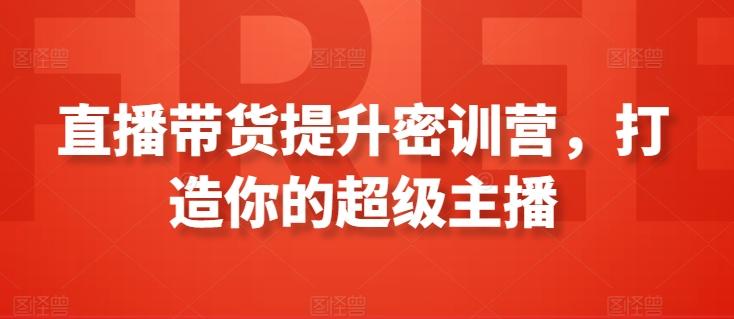 直播带货提升密训营，打造你的超级主播-大熊网创