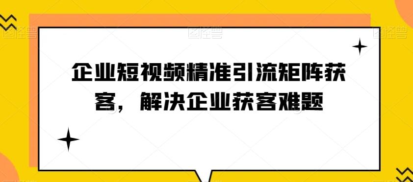 企业短视频精准引流矩阵获客，解决企业获客难题-大熊网创
