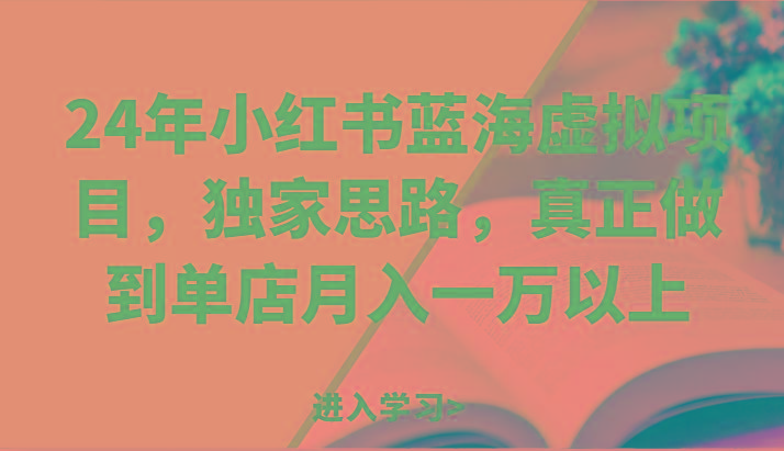 24年小红书蓝海虚拟项目，独家思路，真正做到单店月入一万以上。-网创星球