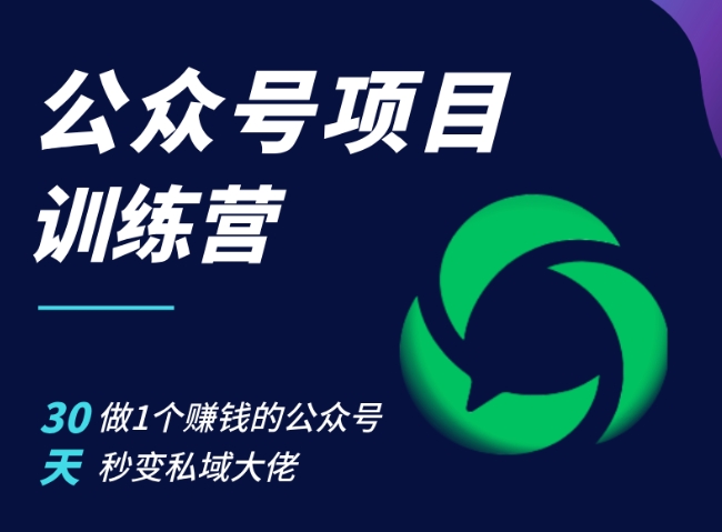 公众号项目训练营，30天做1个赚钱的公众号，秒变私域大佬-大熊网创