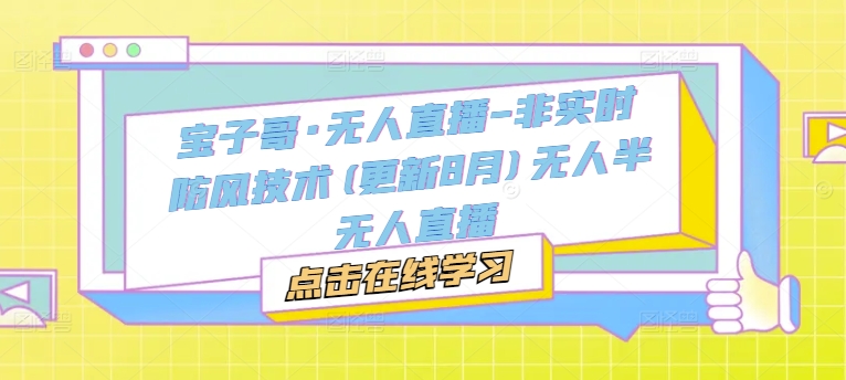 宝子哥·无人直播-非实时防风技术(更新9月)无人半无人直播-大熊网创