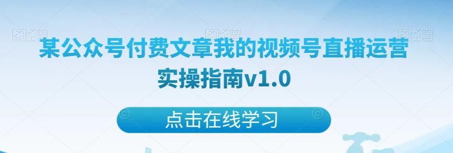 某公众号付费文章我的视频号直播运营实操指南v1.0-大熊网创