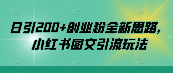 日引200+创业粉全新思路，小红书图文引流玩法【揭秘】-大熊网创