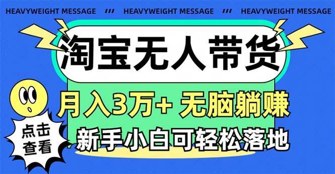 淘宝无人带货3.0高收益玩法，月入3万+，无脑躺赚，新手小白可落地实操-大熊网创