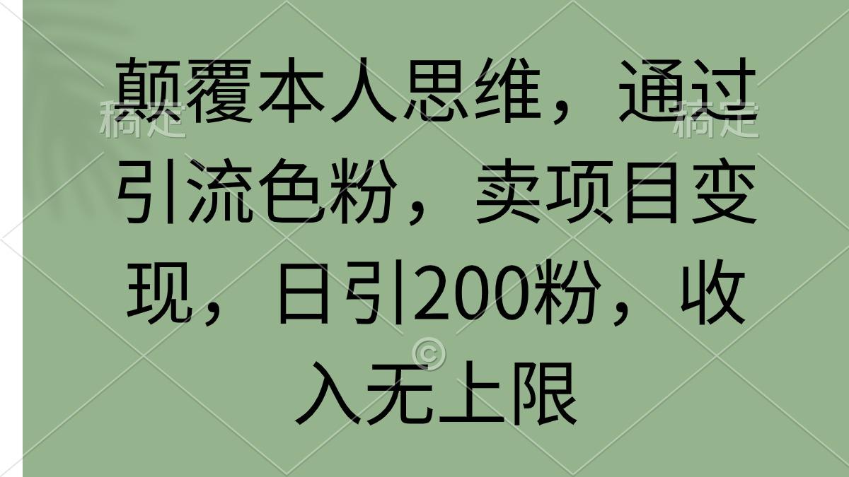 (9523期)颠覆本人思维，通过引流色粉，卖项目变现，日引200粉，收入无上限-大熊网创