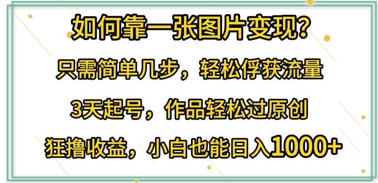 如何靠一张图片变现?只需简单几步，轻松俘获流量，3天起号，作品轻松过原创【揭秘】-大熊网创