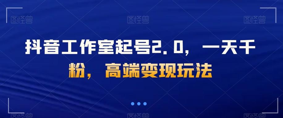抖音工作室起号2.0，一天千粉，高端变现玩法【揭秘】-大熊网创