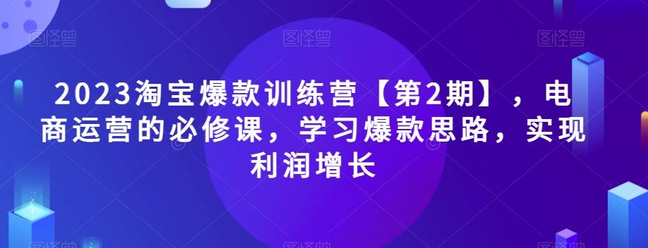 2023淘宝爆款训练营【第2期】，电商运营的必修课，学习爆款思路，实现利润增长-大熊网创