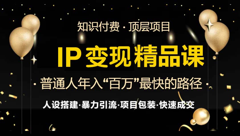 IP变现最新精品课程，知识付费全流程+最强引流术+小白避坑指南-大熊网创