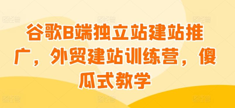 谷歌B端独立站建站推广，外贸建站训练营，傻瓜式教学-大熊网创